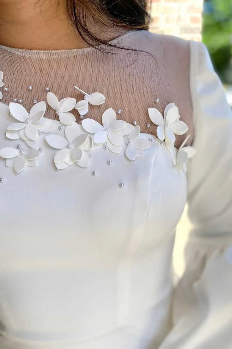 White Satin One Sleeve Short Mother of the Bride Dress