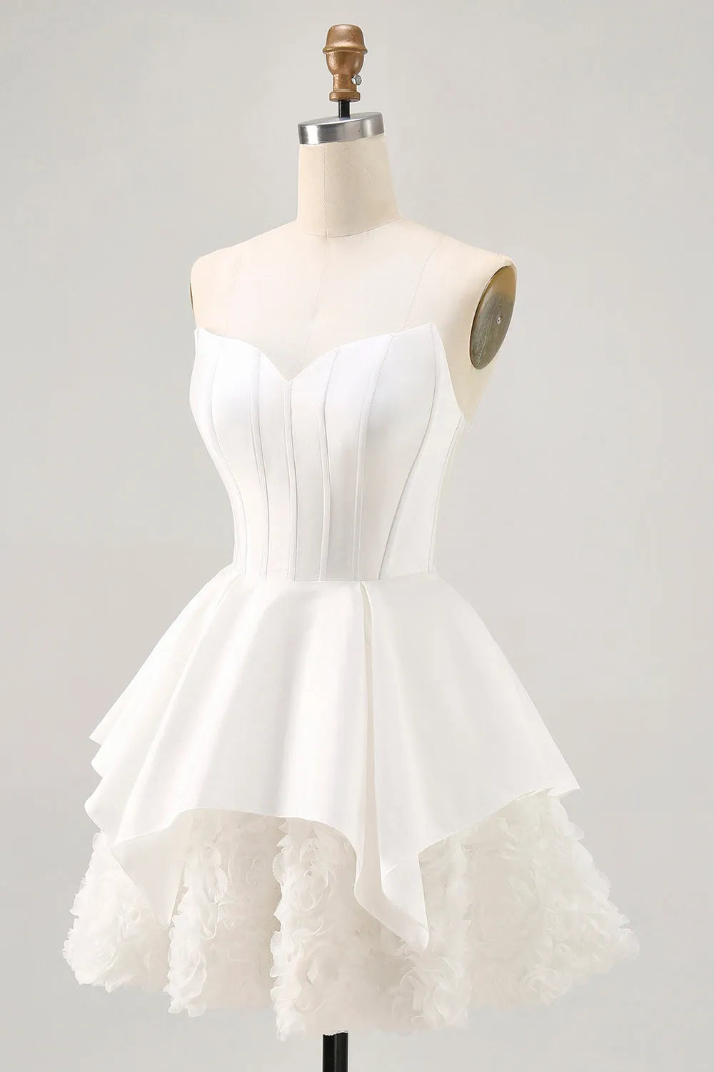 White Strapless Tiered Short Corset Homecoming Dress with Ruffles