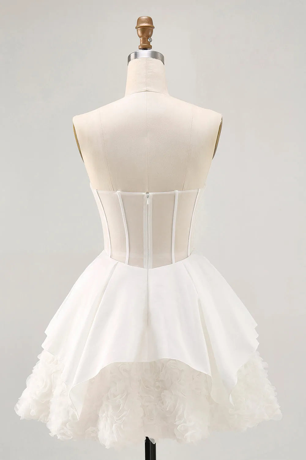 White Strapless Tiered Short Corset Homecoming Dress with Ruffles