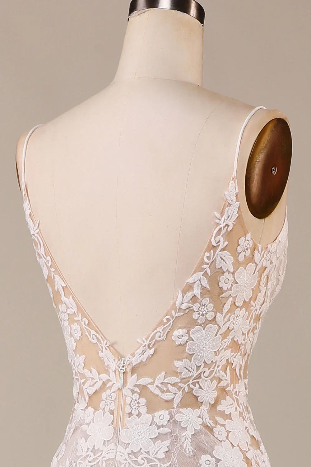 DingJiDress Charming Mermaid Spaghetti Straps Ivory Long Bridal Dress with Lace