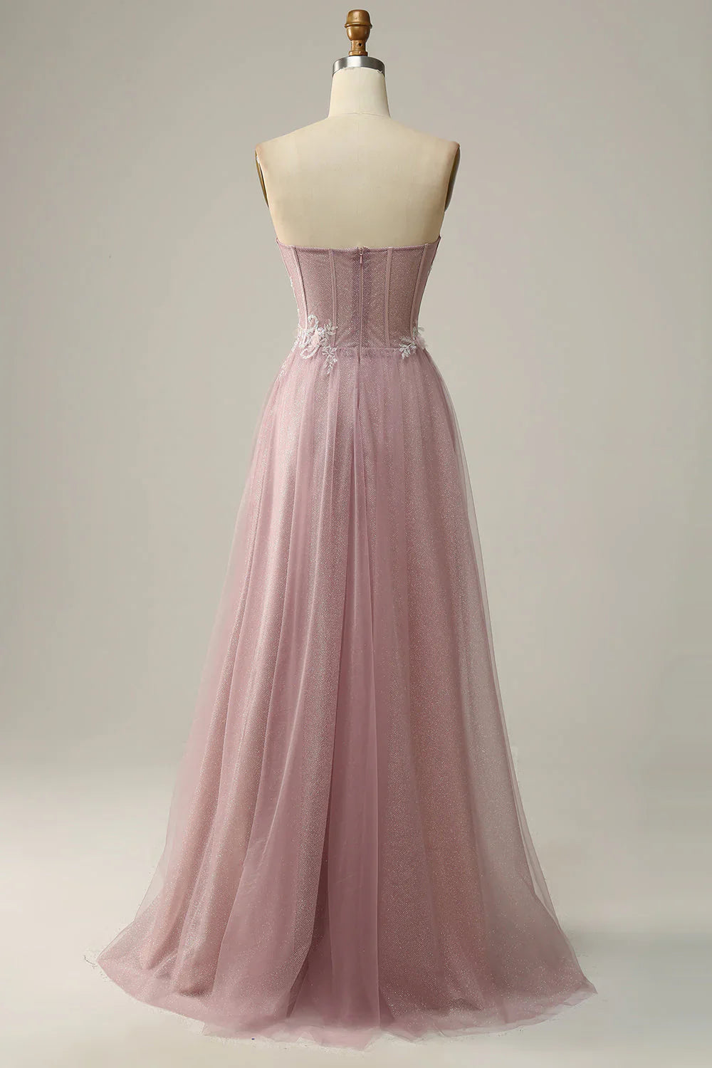 DingJiDress Grey Purple A Line Sweetheart Long Wedding Party Dress with Appliques
