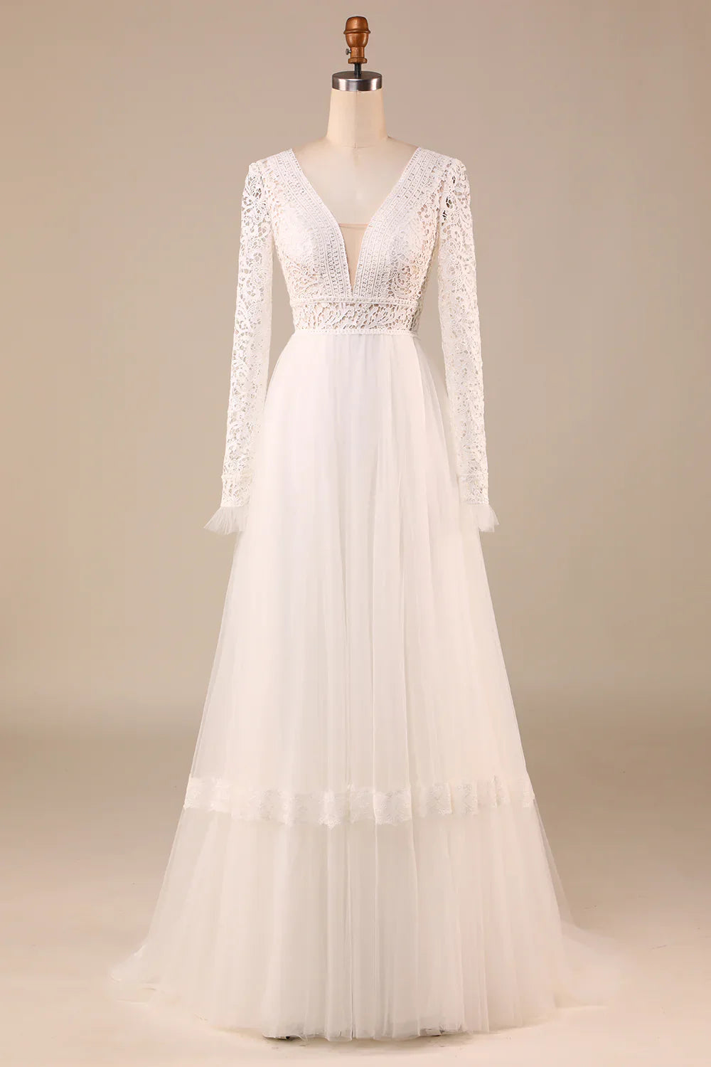 DingJiDress Ivory Lace Corset Tea-Length Wedding Dress