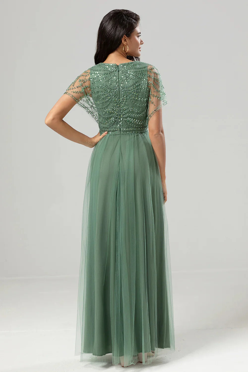 Wholesale Tulle A-Line Prom Dresses Beaded Embroidered Tulle Twilight Bridesmaid Dress