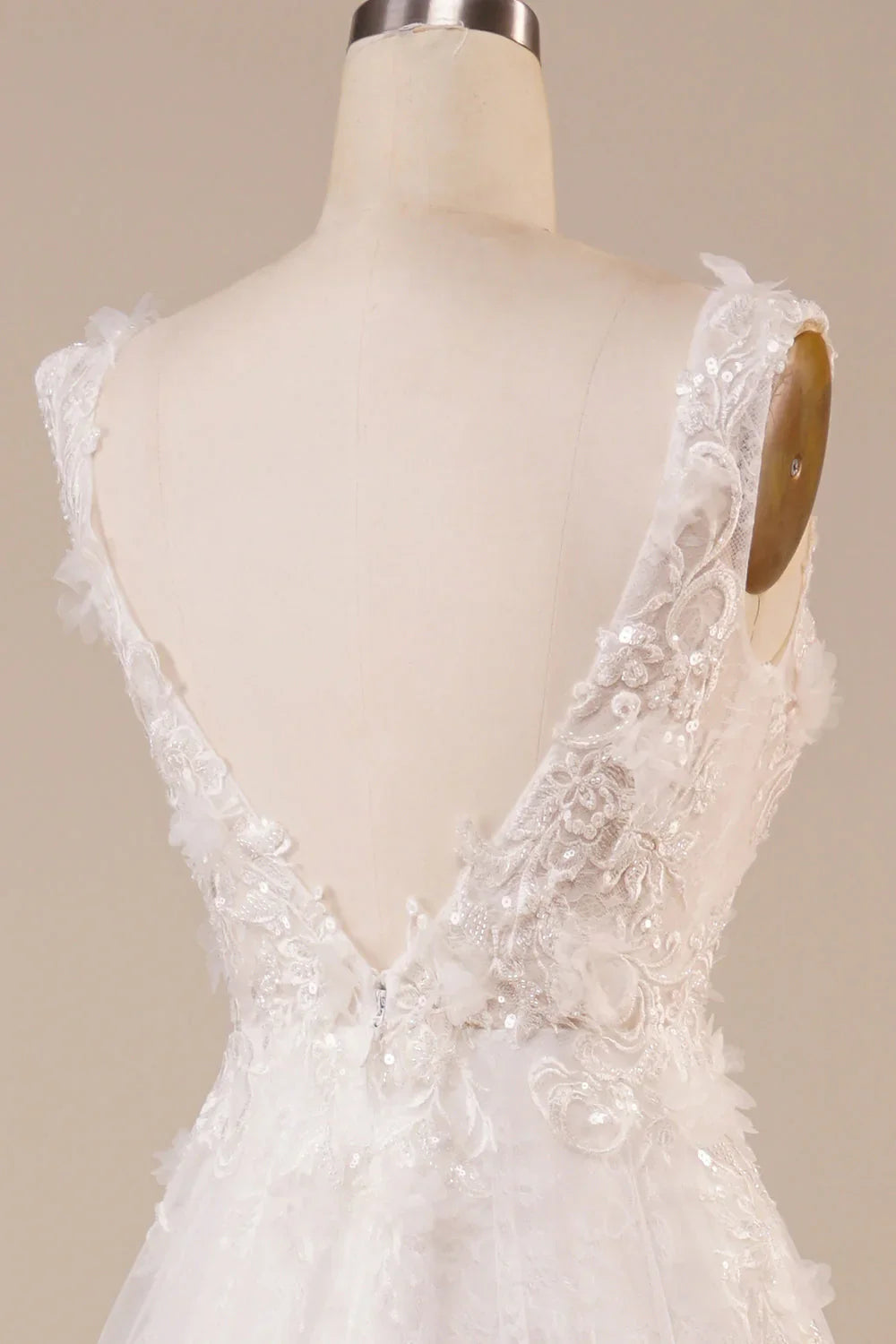DingJiDress Sparkly Tulle Beaded Ivory Long Wedding Dress