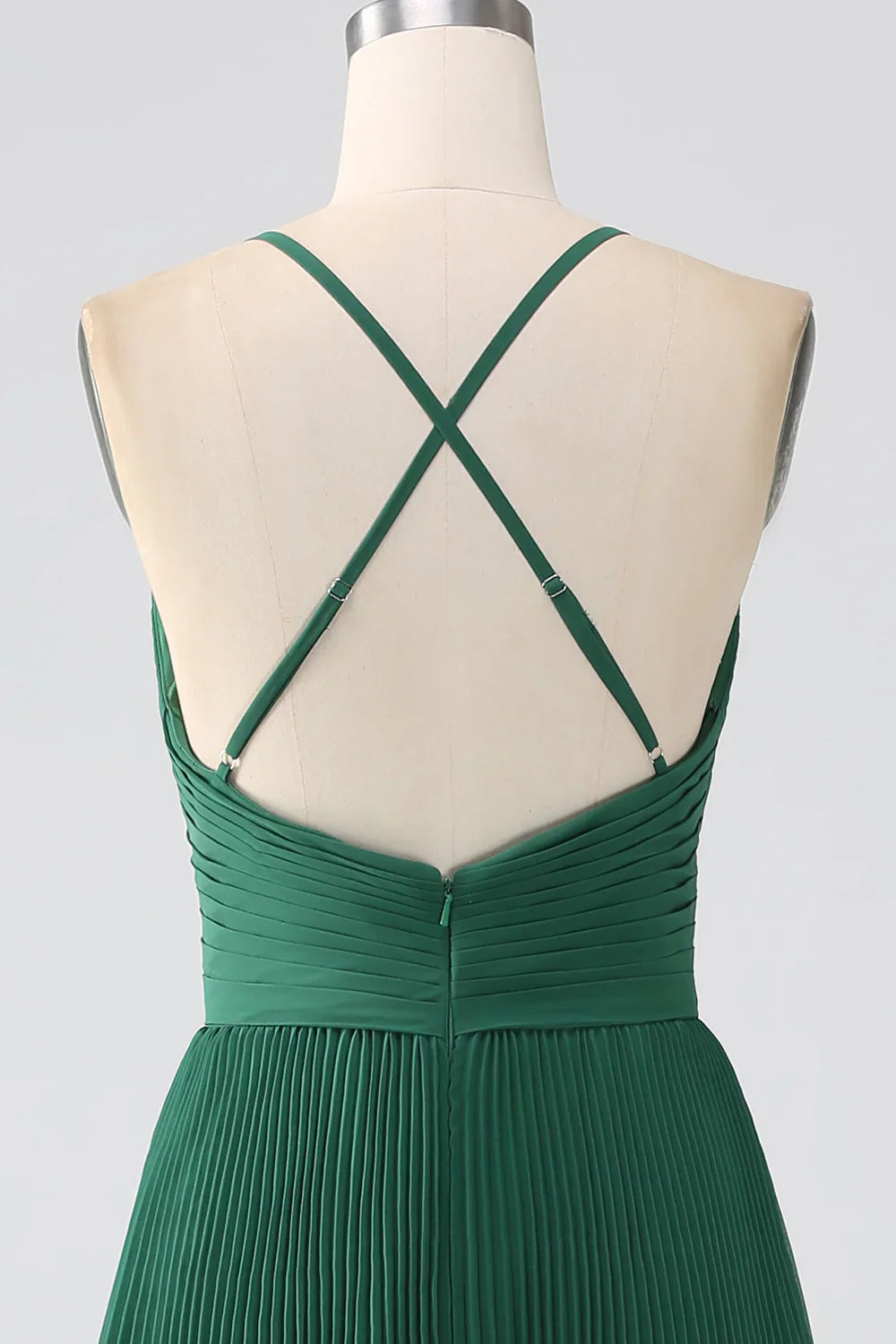 DingJiDress Dark Green Wedding Guest Dresses A-Line Tiered Floor Length Chiffon Bridesmaid Dress
