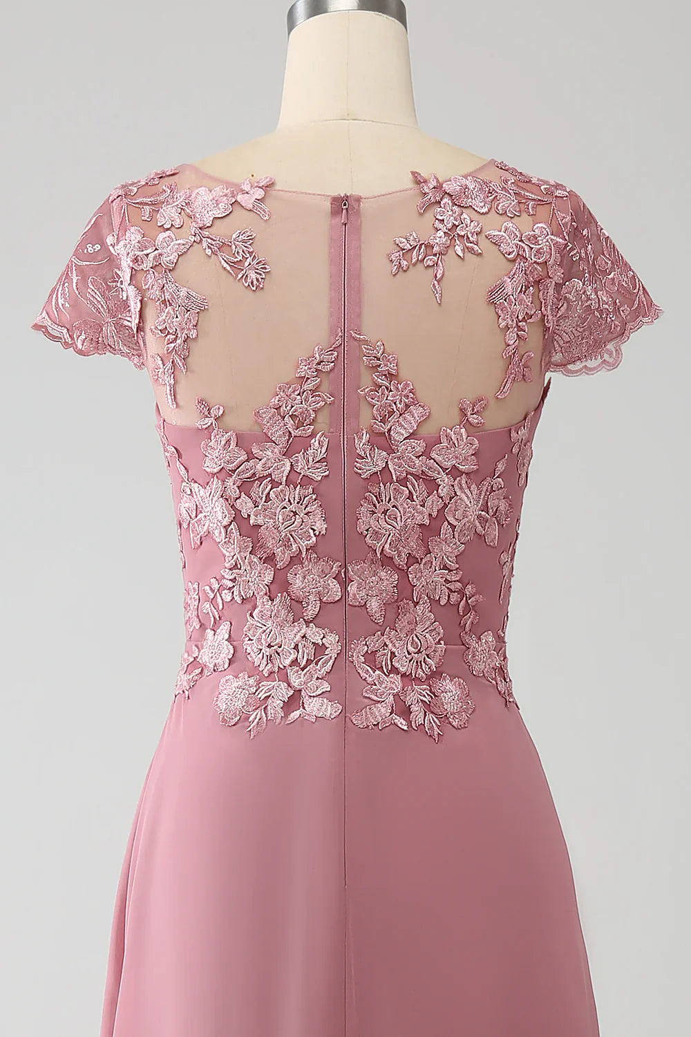 DingJiDress Elegant Fall Wedding Guest Dress November Dusty Rose A-Line Tea-Length Mother of the Bride Dress With Appliques