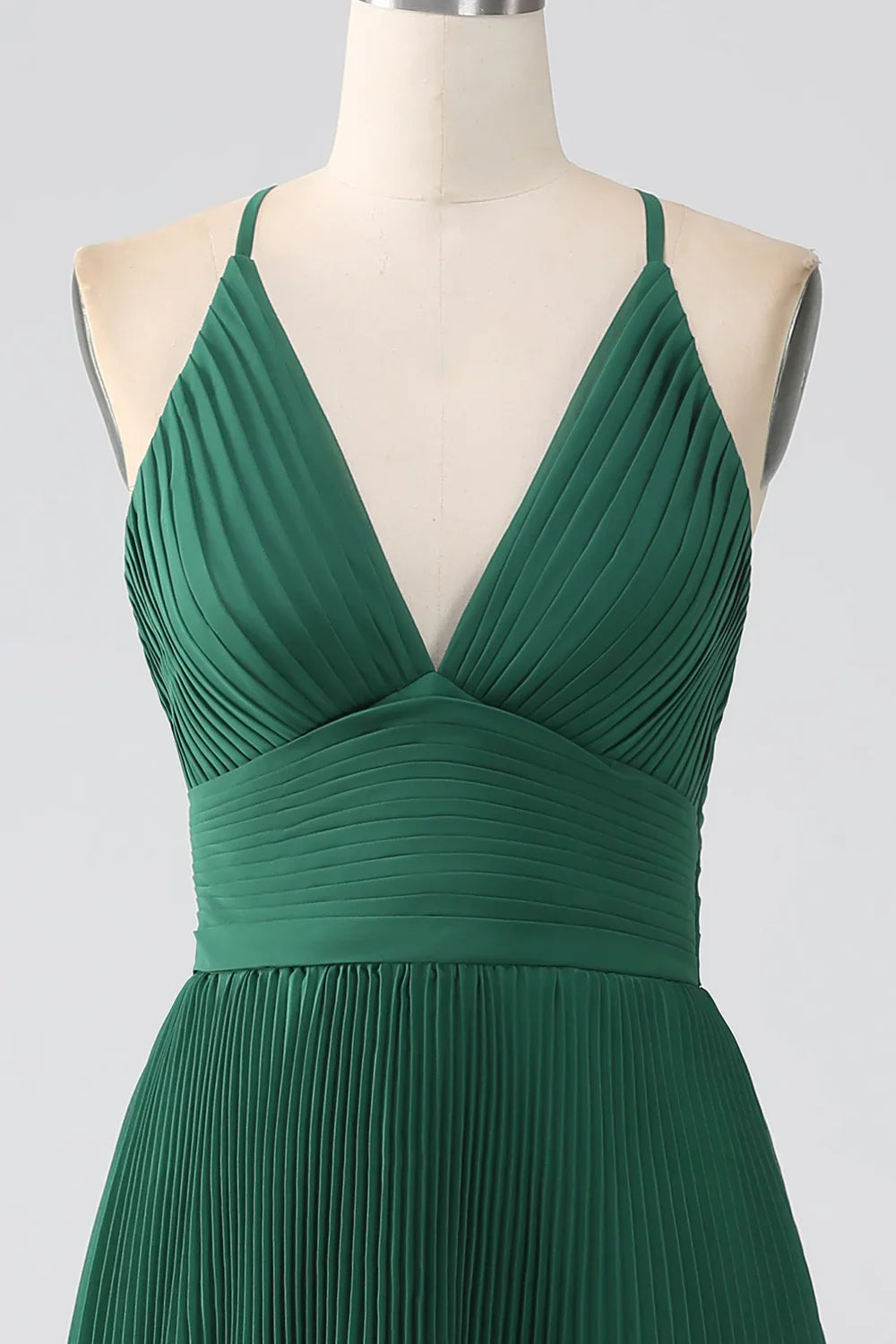 DingJiDress Dark Green Wedding Guest Dresses A-Line Tiered Floor Length Chiffon Bridesmaid Dress