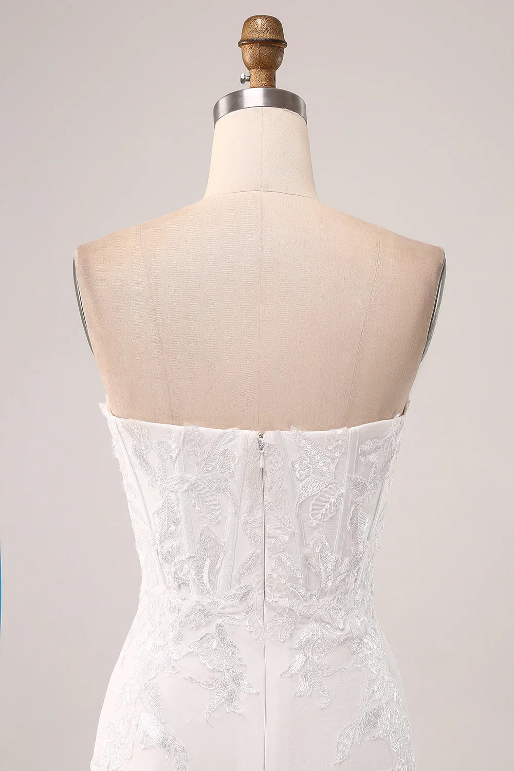 DingJiDress Ivory Strapless Mermaid Wedding Party Dress