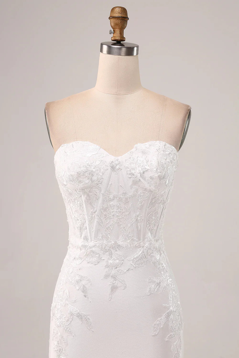DingJiDress Ivory Strapless Mermaid Wedding Party Dress