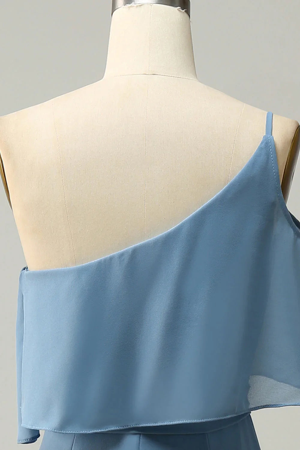DingJiDress Sheath One Shoulder Blue Plus Size Bridesmaid Dress with Silt