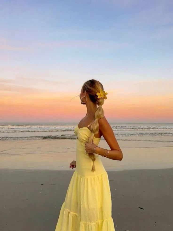 Yellow Beach Dress Fashion Party Evening Dress
