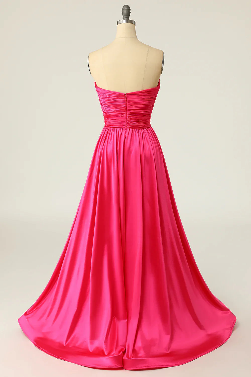 DingJiDress A Line Sweetheart Fuchsia Long Prom Dress with Ruched