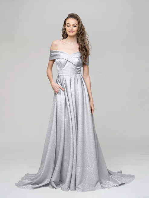 DingJiDress Off The Shoulder Sweetheart A Line Long Prom Dresses
