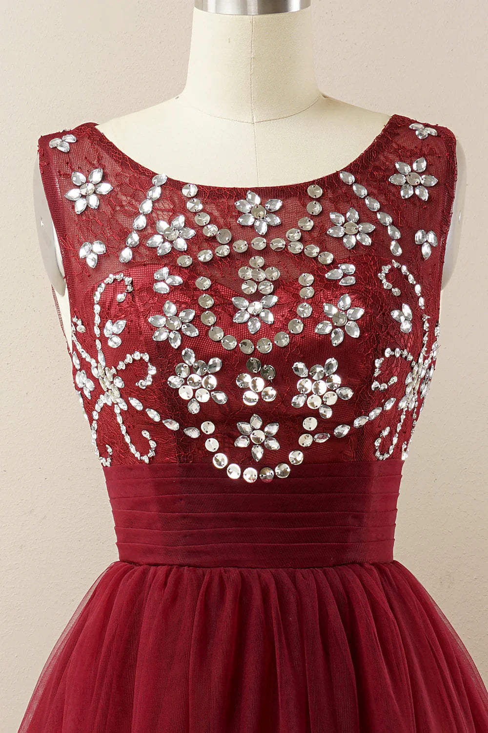 DingJiDress Burgundy Tulle Prom Dress