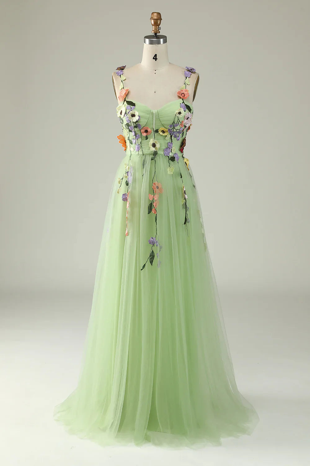 DingJiDress Prom Dress A Line Spaghetti Straps Tulle With 3D Flowers Backless Sweet Formal Women's Dresses Wedding Guests Dresses