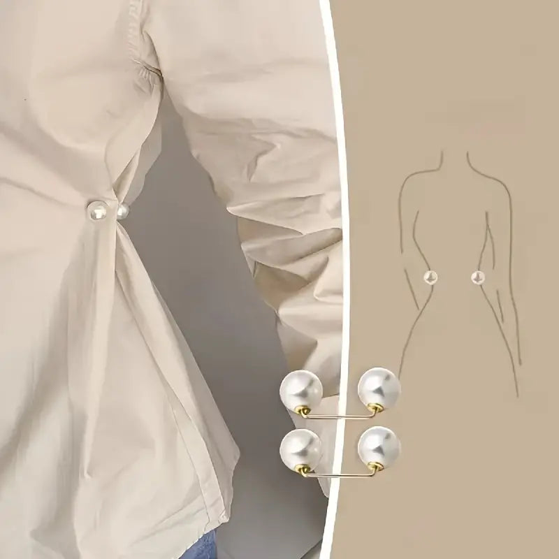 DingJi 3pcs Pearl Brooch Pins - Adjustable, Anti-Slip, Safety Pin for Waist Cinching, Collar Adjusting, Scarf Securing, Fashion Accessories with Champagne, Grey, White Imitation Pearls Button - Perfect for Dress, Shirt, and Outfit Decoration