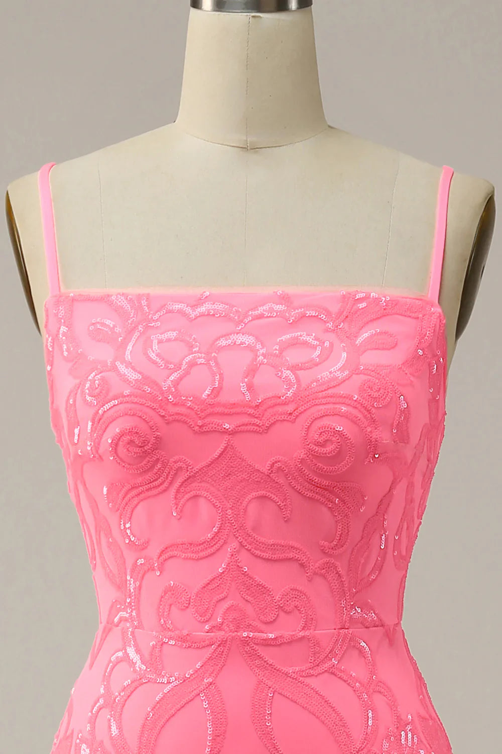 DingJiDress Blush Sheath Glitter Prom Dress with Sequins