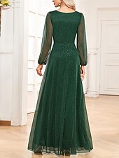 Dress Mother of the Bride Dress Elegant Party Sparkle & Shine V Neck Floor Length Chiffon Long Sleeve with Sequin