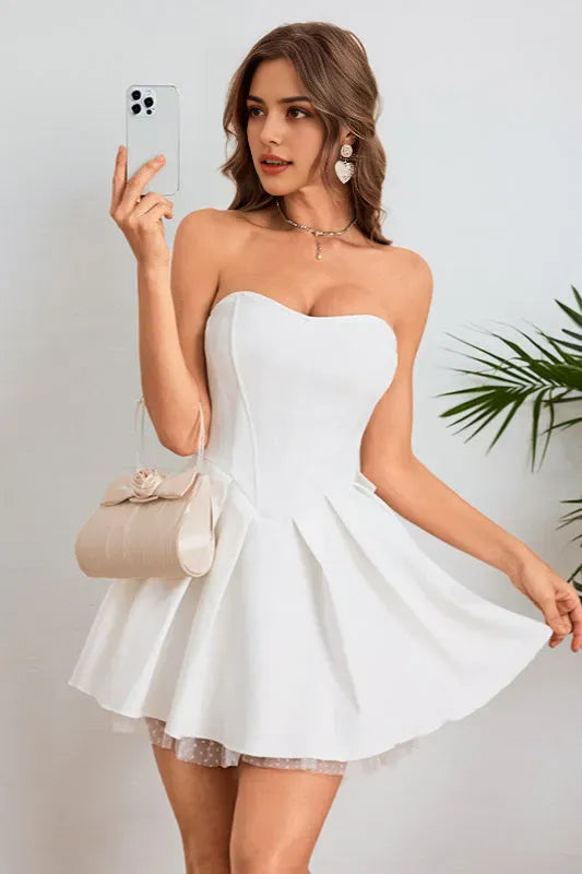 Strapless Bowknot A-Line Bodycon Party Dress
