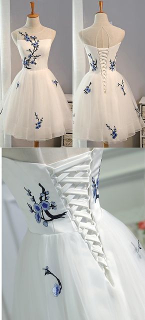 Lace up Tulle Short Homecoming Dress Elegant White homecoming Dress Party Dress