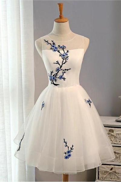 Lace up Tulle Short Homecoming Dress Elegant White homecoming Dress Party Dress