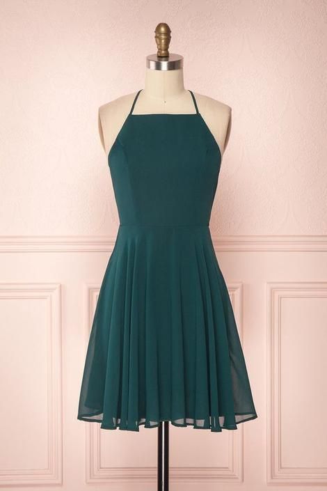 Sexy Emerald green Chiffon Scoop Sleeveless Lace Up Short Homecoming Dress