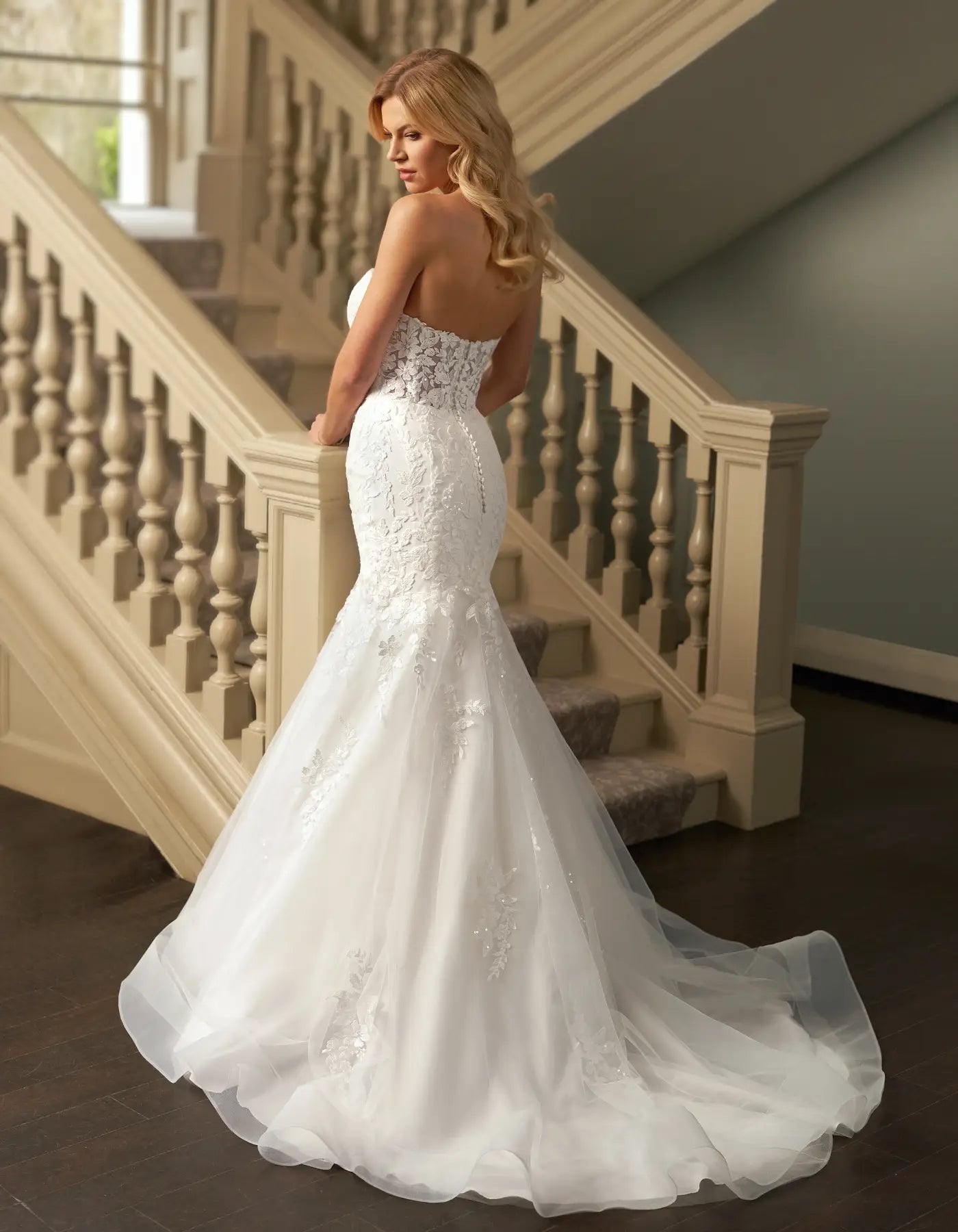 DingJiDress a strapless mermaid dress with floral lace