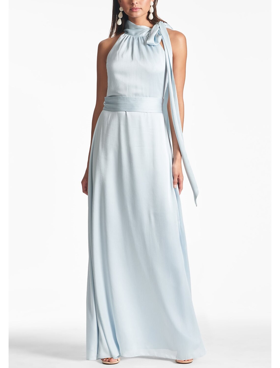 Sheath / Column Evening Gown Satin Elegant Dress Formal Engagement Floor Length Sleeveless Halter Neck Charmeuse with Slit Strappy