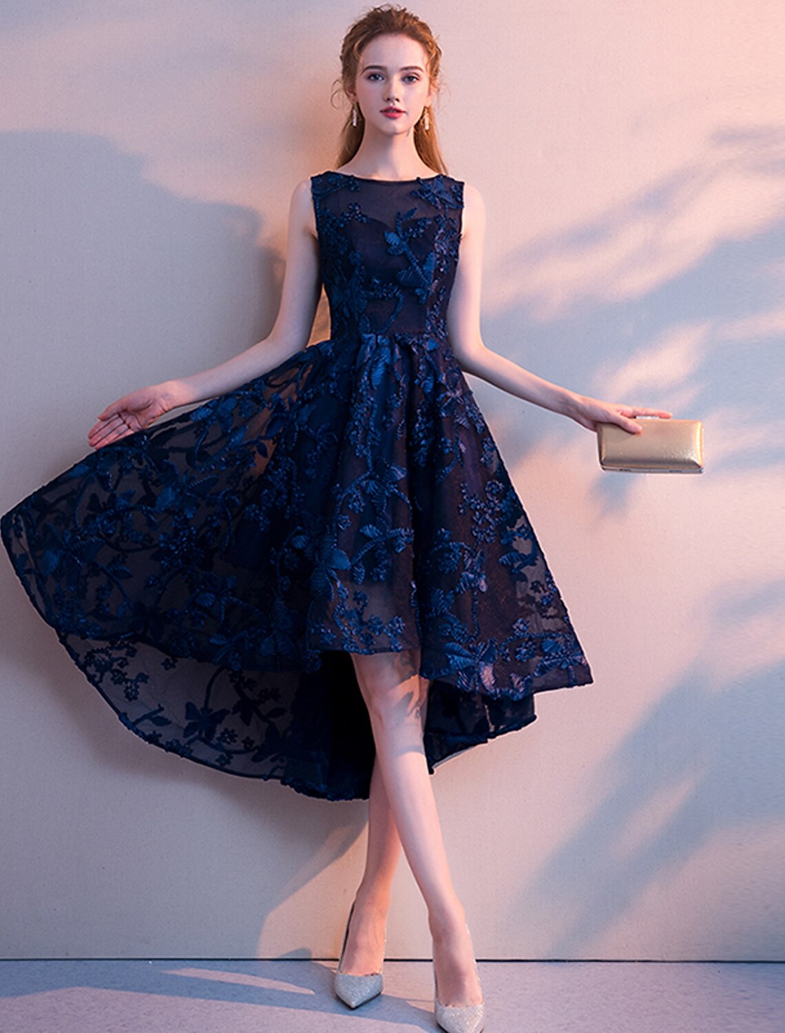 A-Line Cocktail Dresses Minimalist Dress Homecoming Party Wear Asymmetrical Sleeveless Jewel Neck Tulle with Pleats