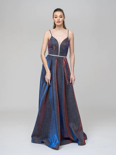 DingJiDress Plunging V Neck Criss Cross Back A Line Prom Dresses
