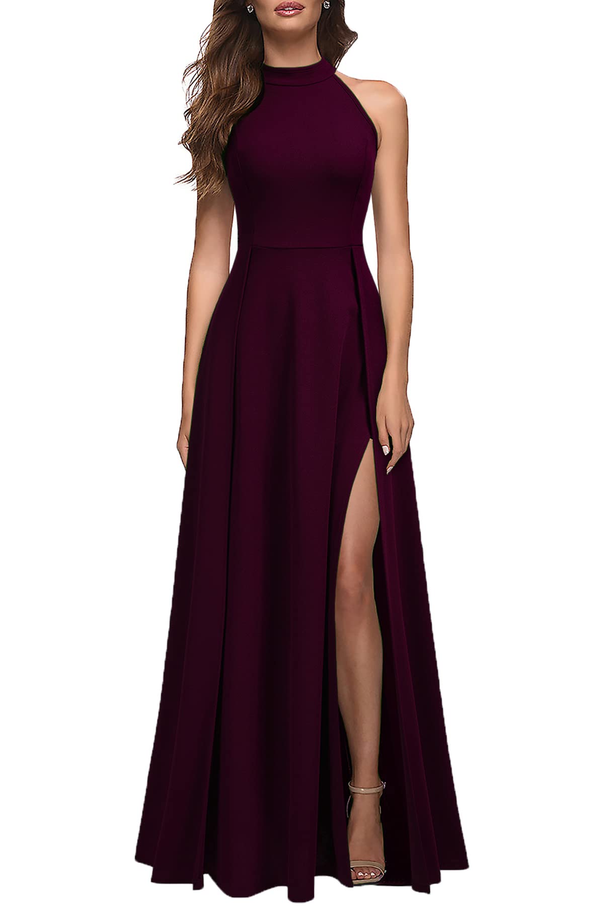 DingJiDress Prom Dresses Women's Halter Neck Sexy Split Cocktail Party Maxi Long Formal Wear Dresses Wedding Guest Dresses