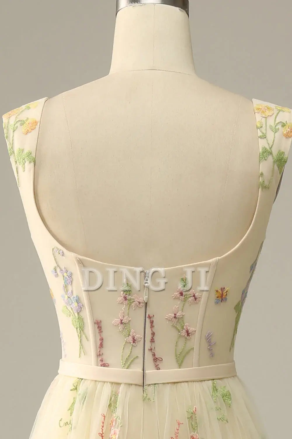 DingJiDress Prom Dress A-Line Square Neck Lace Embroidered Luxury Formal Women's Dresses Wedding Guests Dresses