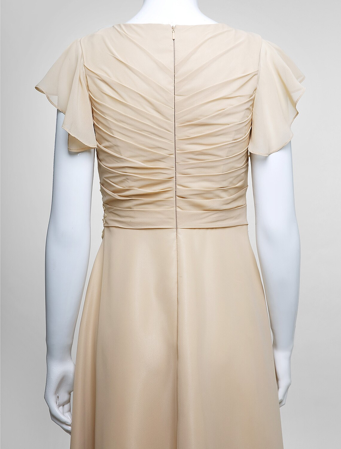 Mother of the Bride Dress Plus Size Elegant V Neck Floor Length Chiffon Sleeveless with Criss Cross Appliques