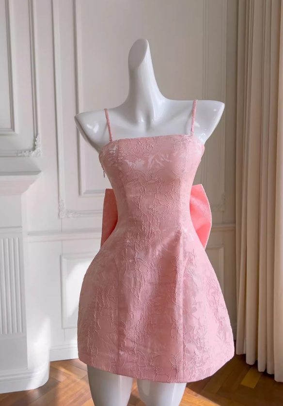 Pink Sweet Spaghetti Strap A-Line Short Prom Dress