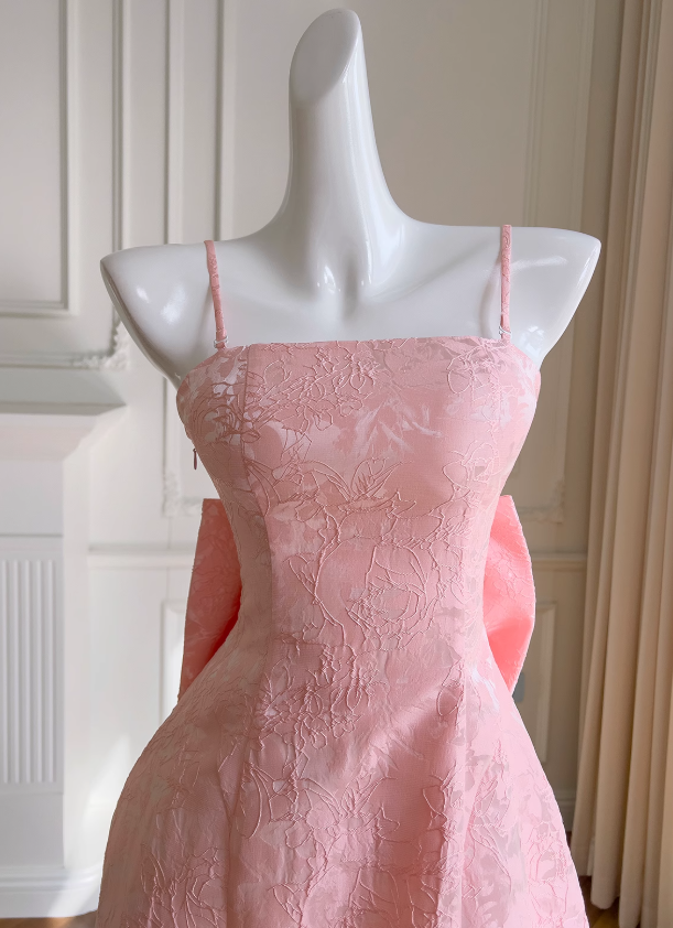 Pink Sweet Spaghetti Strap A-Line Short Prom Dress