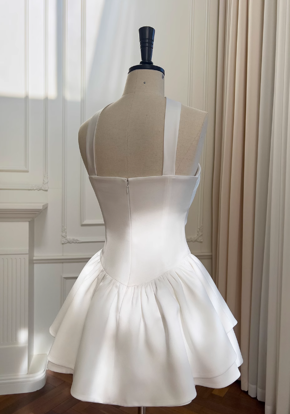 Fairytale White Strapless Short Prom Dress for Party Birthday Elegant Evening Dress