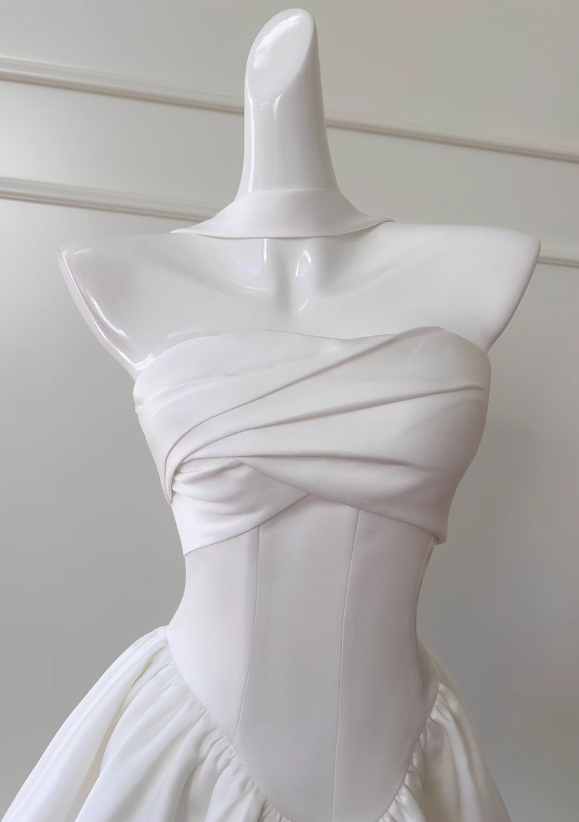 Fairytale White Strapless Short Prom Dress for Party Birthday Elegant Evening Dress