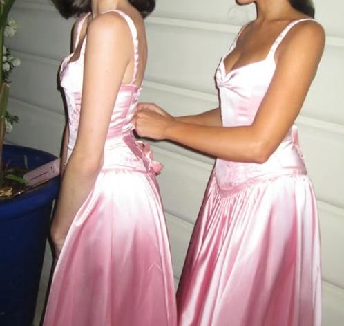 Elegant Spaghetti Straps Floor-length Satin Long Pink Evening Dress Prom Dress