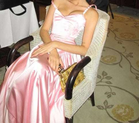 Elegant Spaghetti Straps Floor-length Satin Long Pink Evening Dress Prom Dress