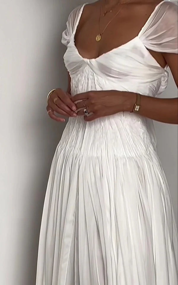 Elegant White A-Line Long Prom Dress Enchanted Chiffon Wedding Dress