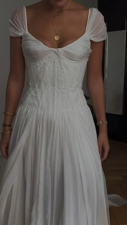 Elegant White A-Line Long Prom Dress Enchanted Chiffon Wedding Dress