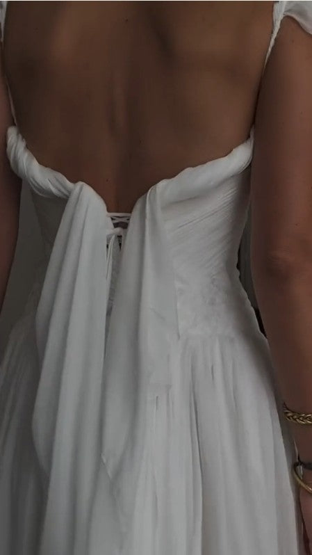 Elegant White A-Line Long Prom Dress Enchanted Chiffon Wedding Dress