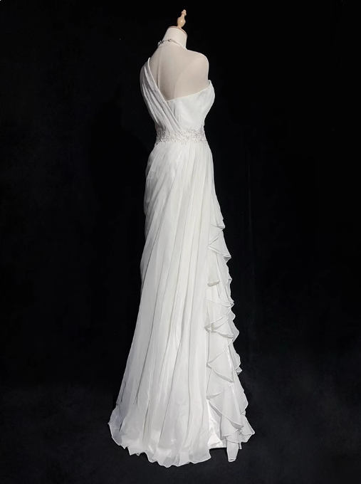 White Bodycon Satin Tulle Long Prom Dress Simple Wedding Dress