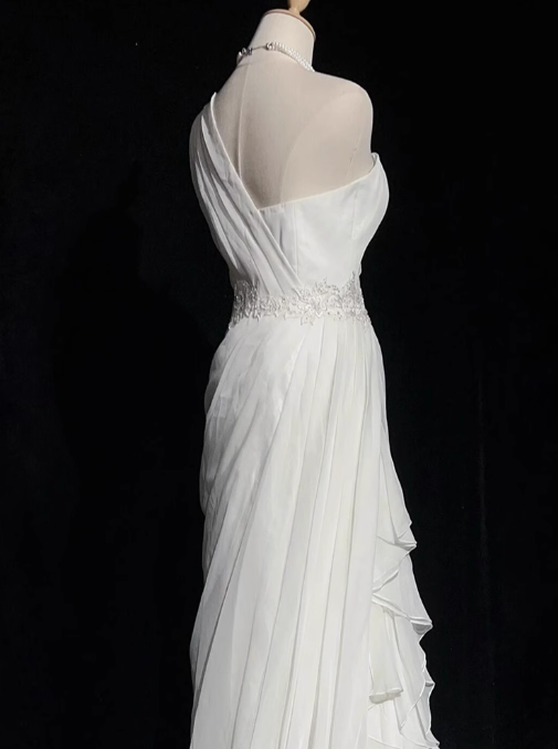 White Bodycon Satin Tulle Long Prom Dress Simple Wedding Dress