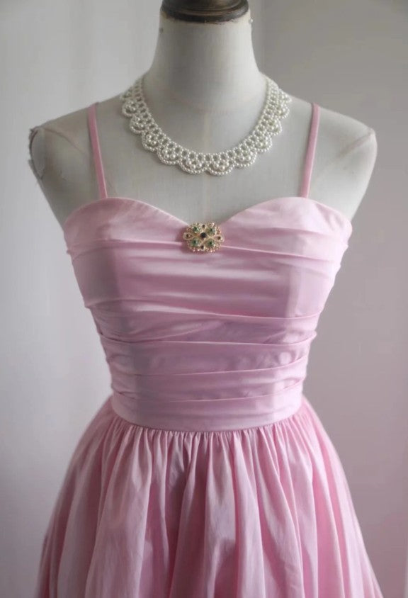 A-Line Spaghetti Strap Satin Long Wedding Dress Birthday Dress Prom Dress