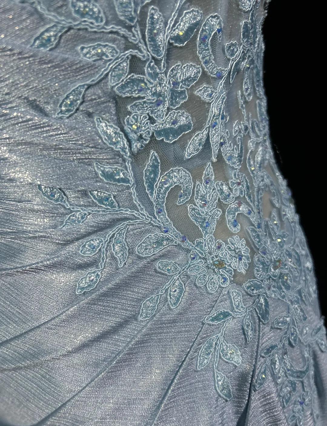 Beautiful Spaghetti Strap Mermaid Glitter Satin Long Prom Backless Applique Evening Gown Simple Wedding Dress