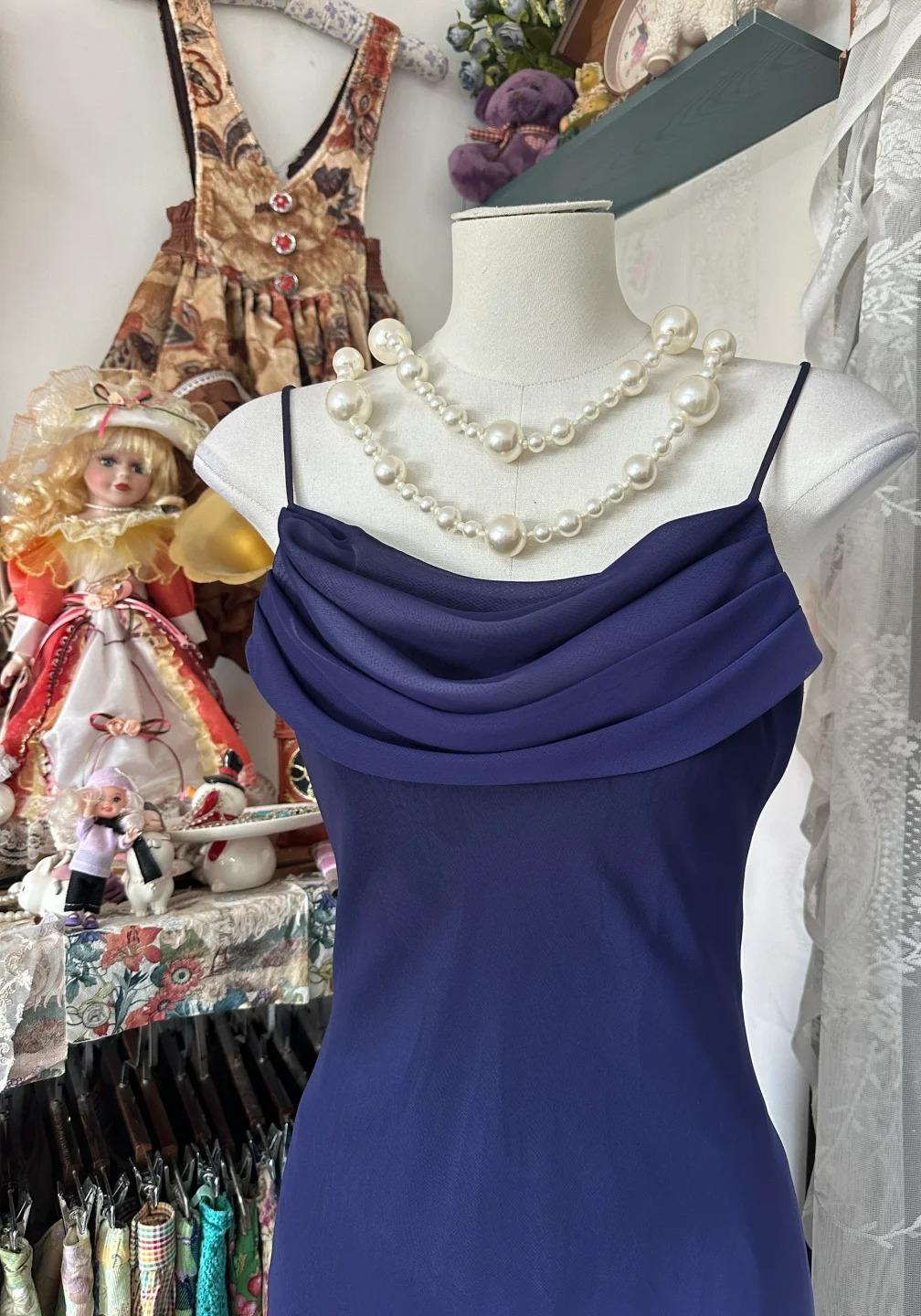 Elegant Gradient Midnight Purple Mermaid Spaghetti Strap Chiffon Long Prom Dresses Backless Evening Dress