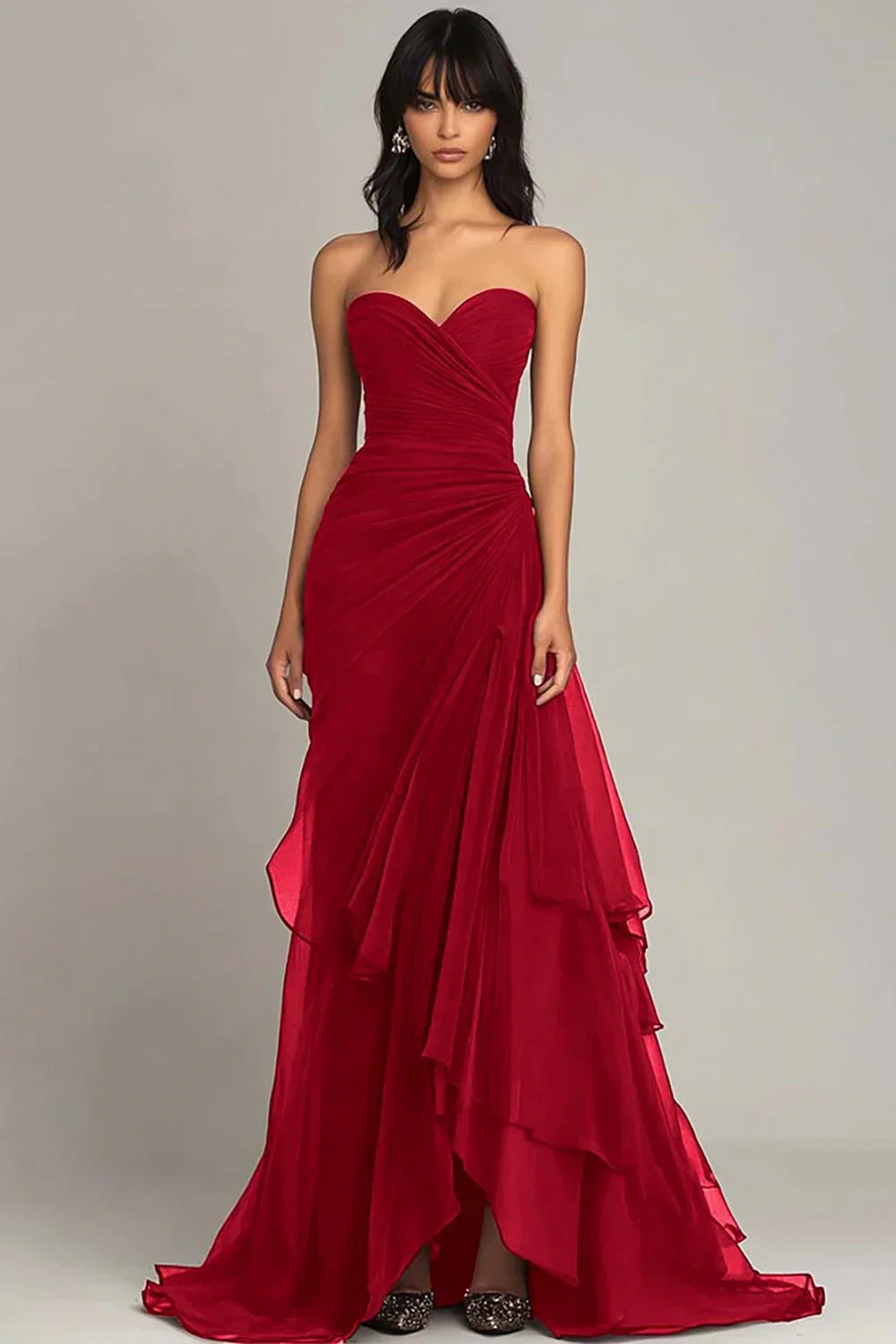 Elegant Dark Green A-Line Sweetheart Tulle Layered Long Prom Dresses Formal Evening Dress