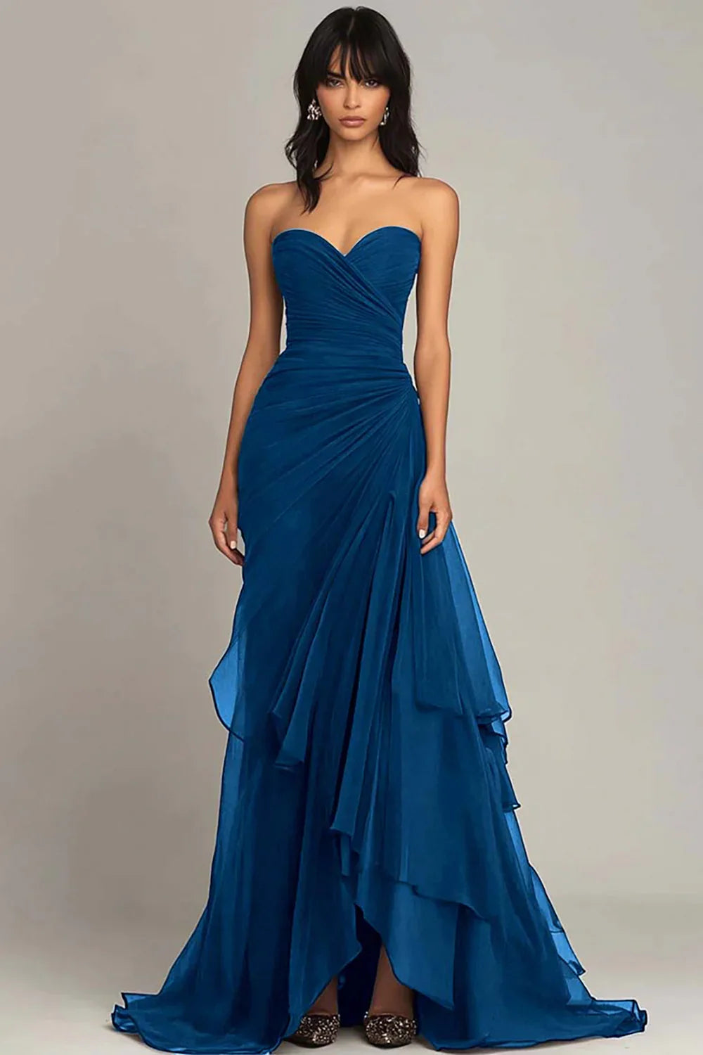 Elegant Dark Green A-Line Sweetheart Tulle Layered Long Prom Dresses Formal Evening Dress