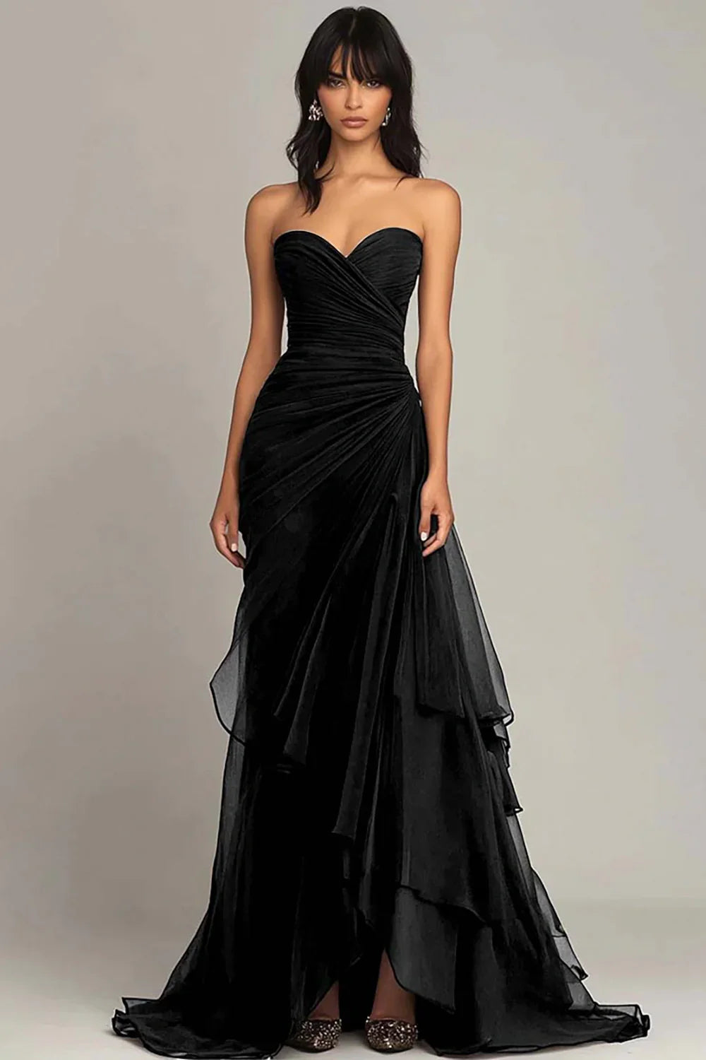 Elegant Dark Green A-Line Sweetheart Tulle Layered Long Prom Dresses Formal Evening Dress